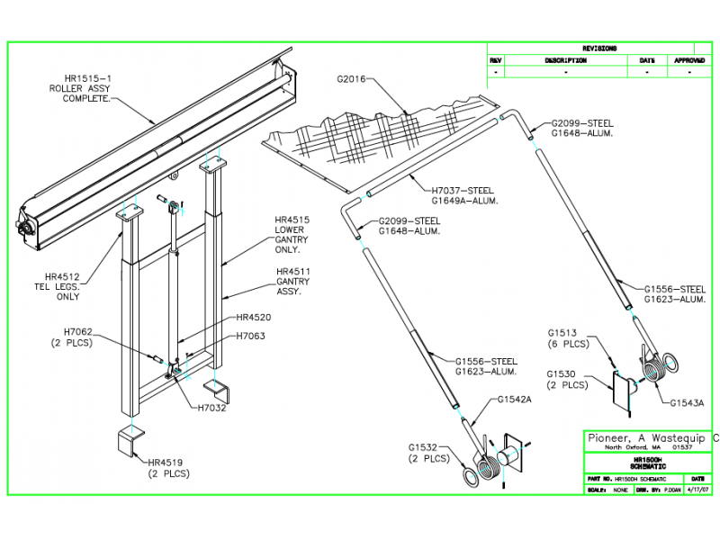 Model HR1500H Tuff Tarper Hydraulic Tarping System Diagram