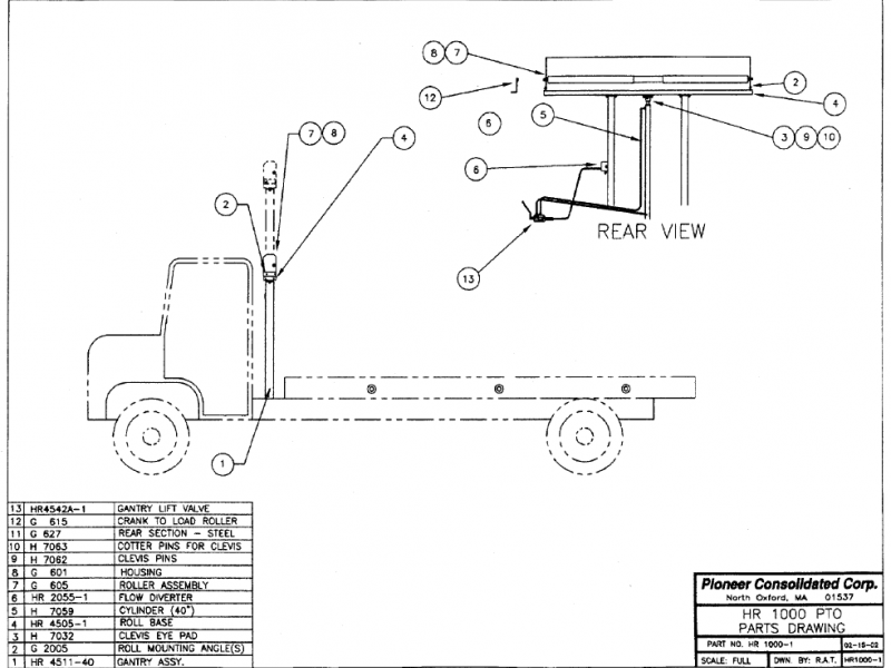 HR1000PTO Tarping System Diagram