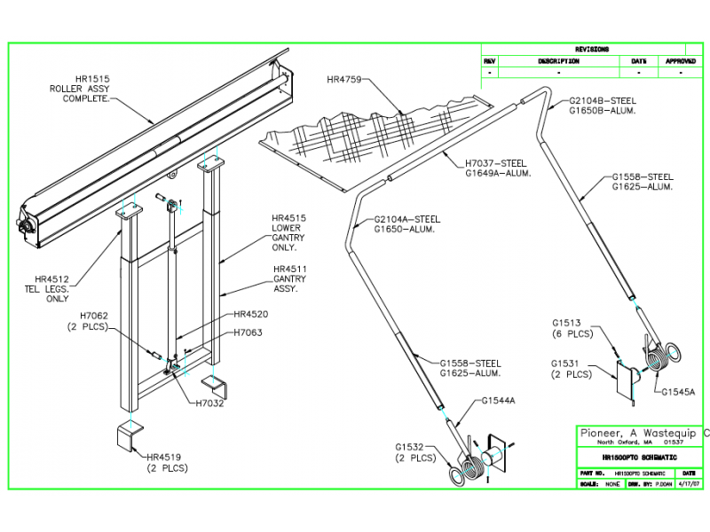 HR1500PTO Automatic Covering System DiagramHR1500PTO Automatic Covering System Diagram