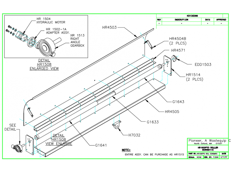 HR1500PTO Automatic Covering System Diagram