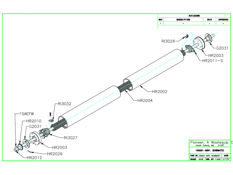 HR2051 Roller Assembly Diagram 